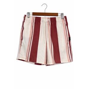 Hollister Swim Trunks Mens Small Pink Burgundy Stripe Drawstring Coastal Prep